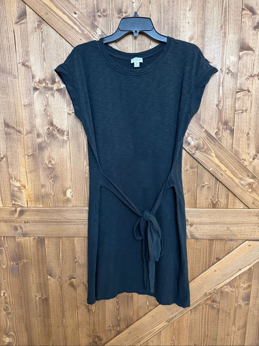 J.Crew Women’s Medium Black Tie Waist T-Shirt Dress Short Sleeve Casual (9424)